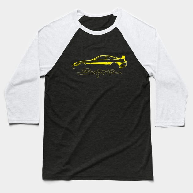 Toyota Yellow Supra MK4 Vintage Baseball T-Shirt by lilynamaste